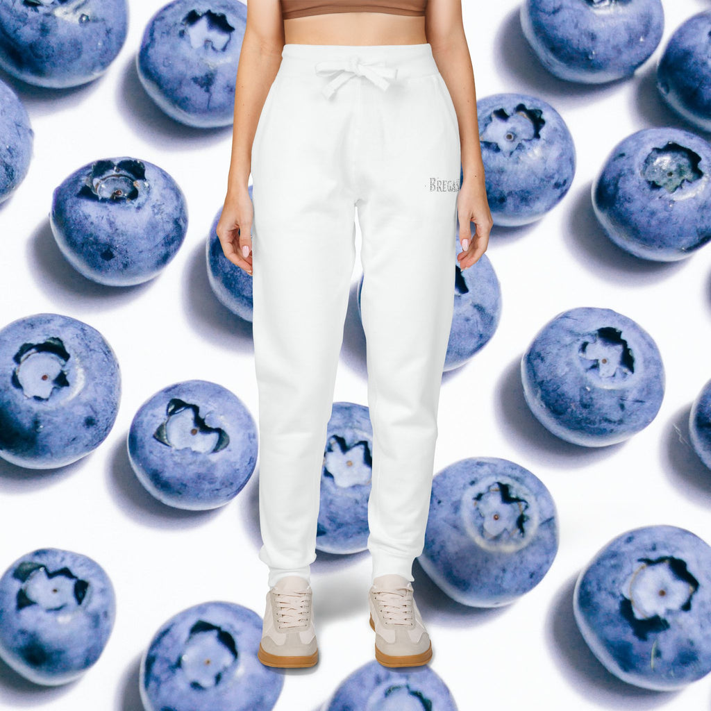 Fleece Sweatpants with silver Embroidered Bregas logo, Sweatpants for Women and Men