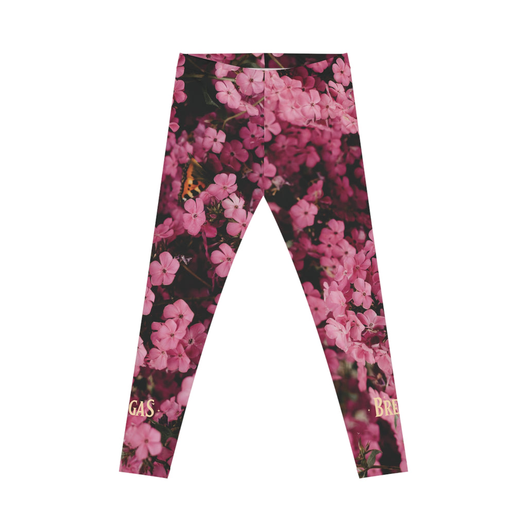 Leggings, Pink flowers with a butterfly. Non Dating Cool. Made in the USA.