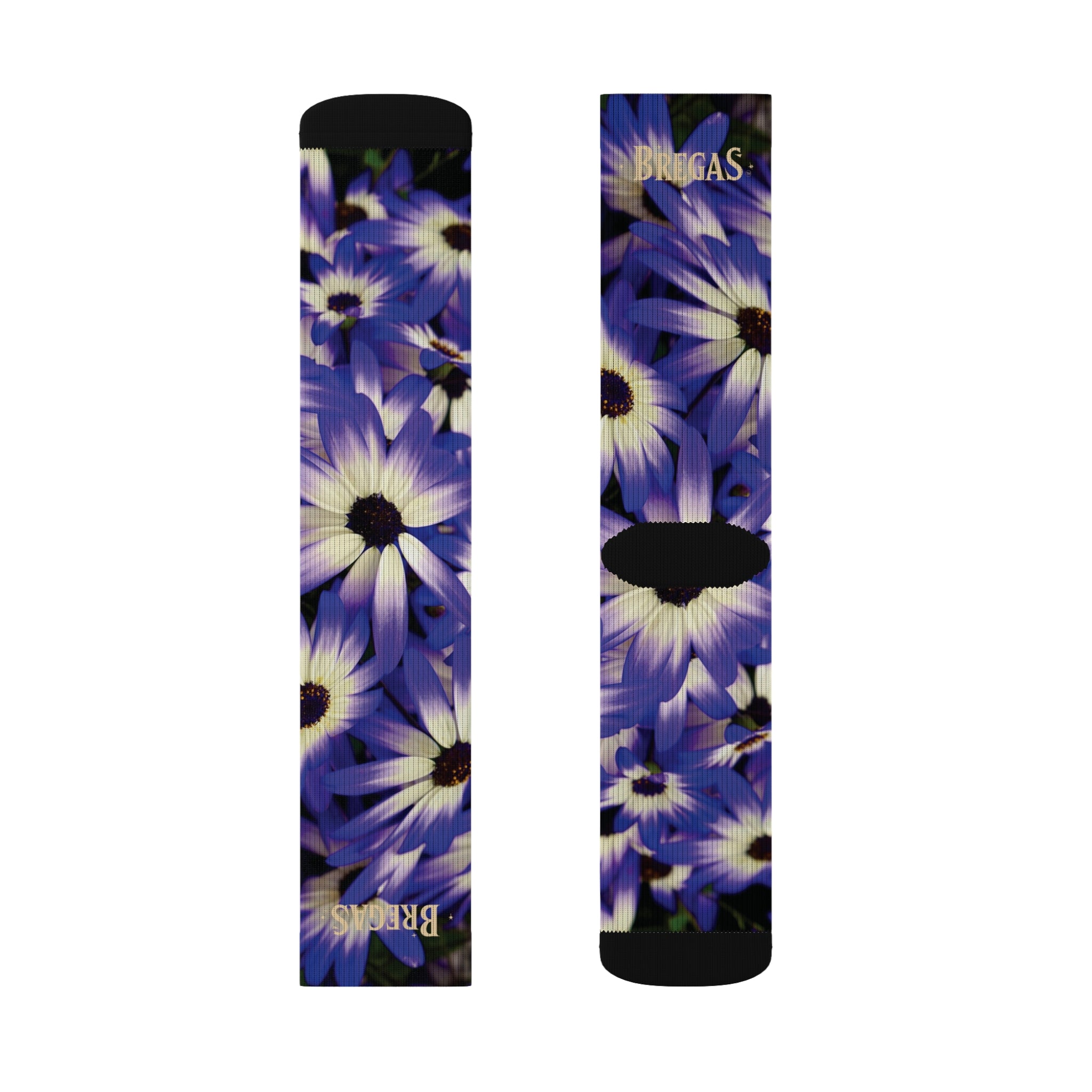 Socks, purple flowers, non dating style