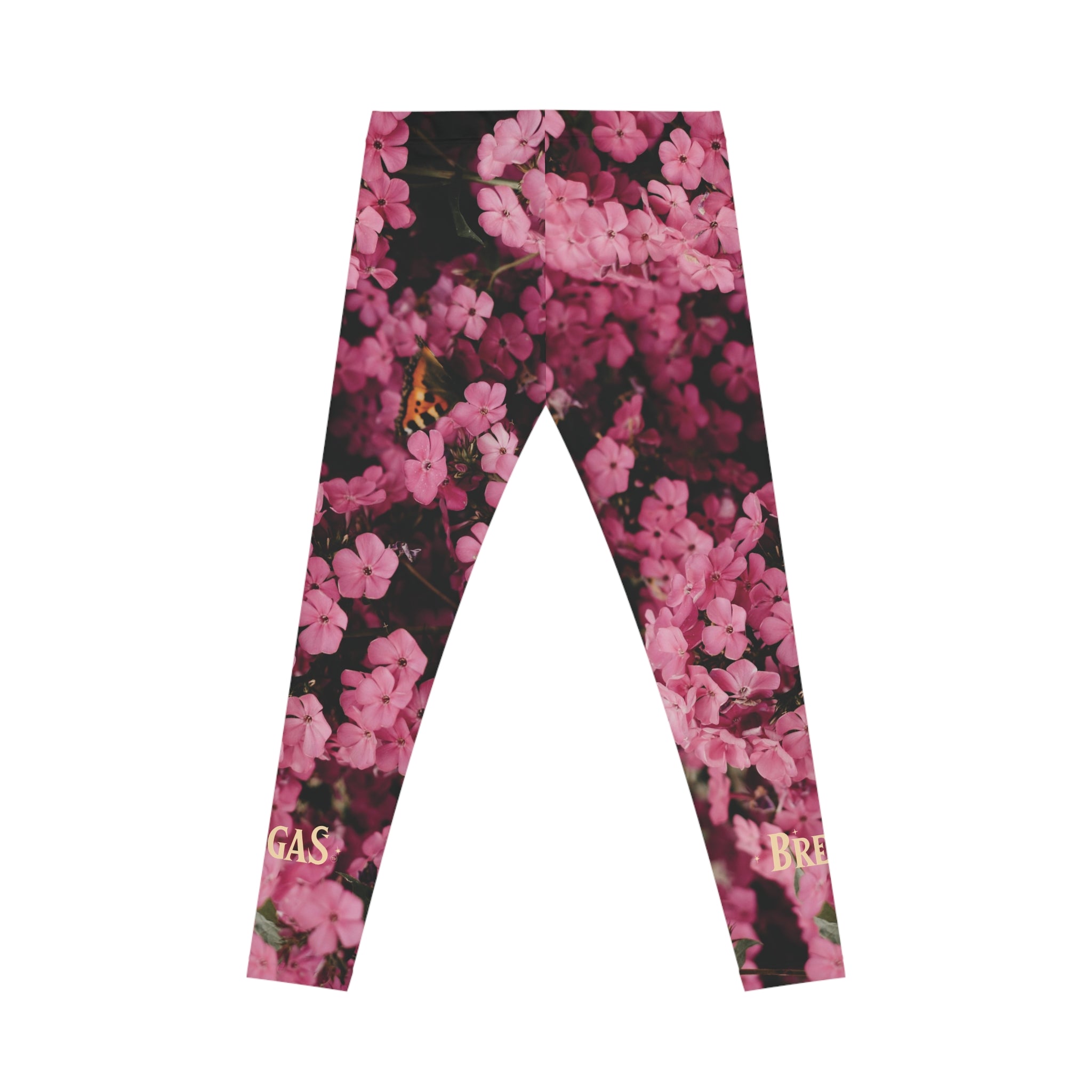 Leggings, Pink flowers with a butterfly. Non Dating Cool. Made in the USA.