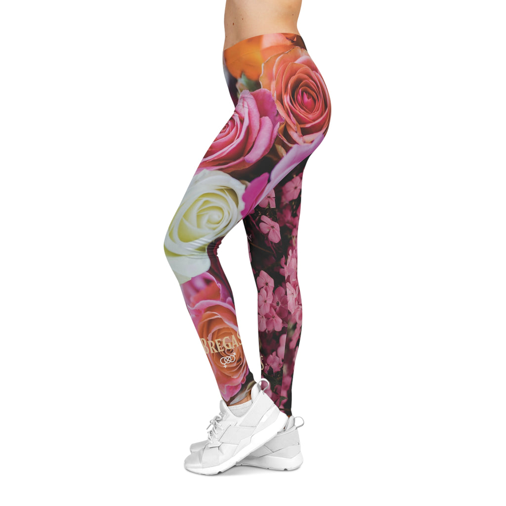 Leggings, Mixed flowers with a Butterfly, Bisexual. Made in the USA.