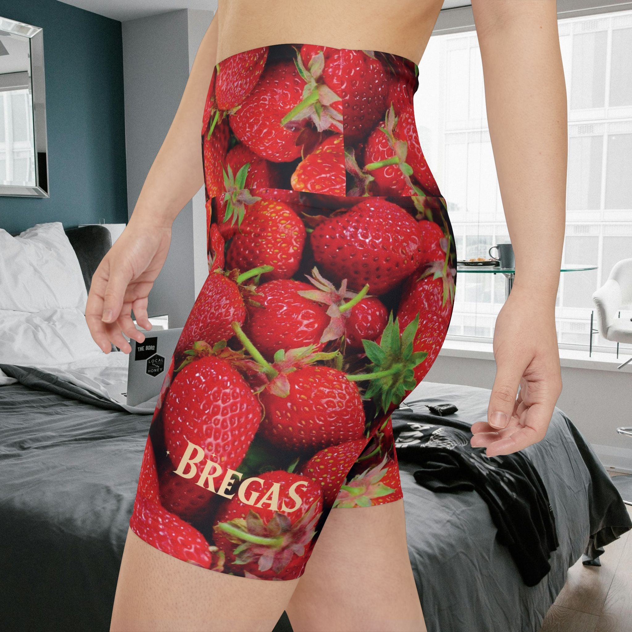 Workout Shorts, Strawberries. Non Dating Cool. Made in the USA.