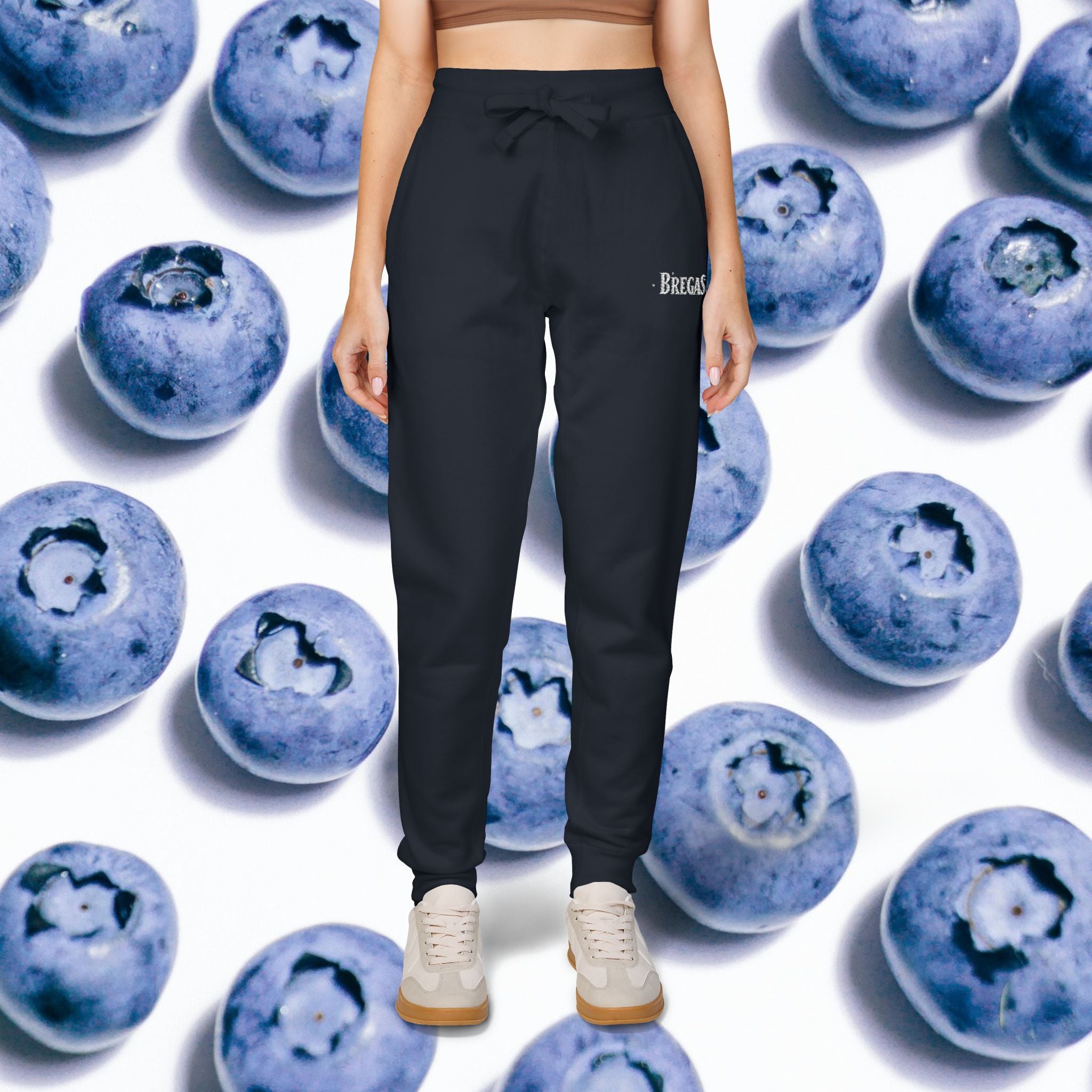 Fleece Sweatpants with silver Embroidered Bregas logo, Sweatpants for Women and Men