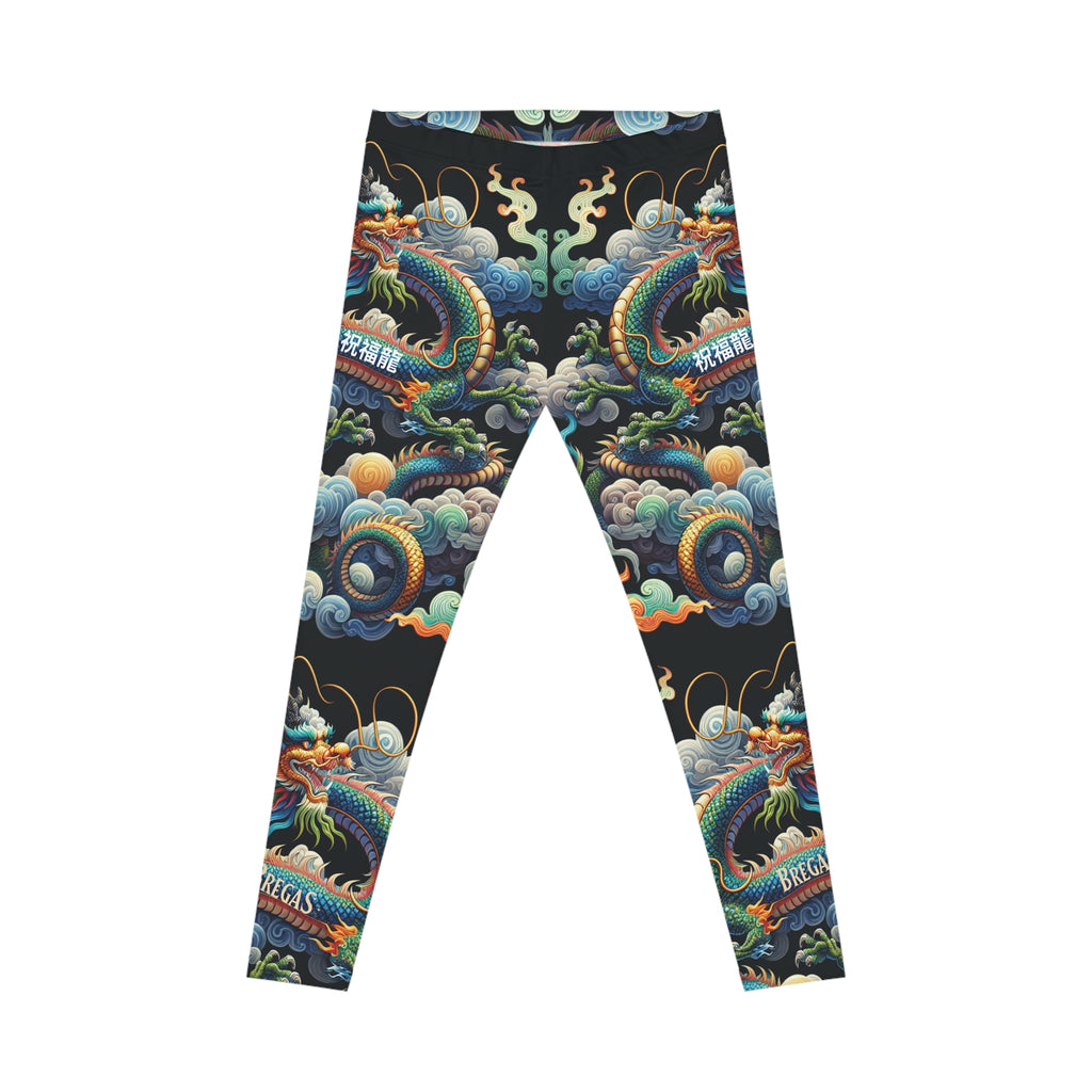 Leggings, Blue Dragon God, with 祝福龍 Blessed Dragon text
