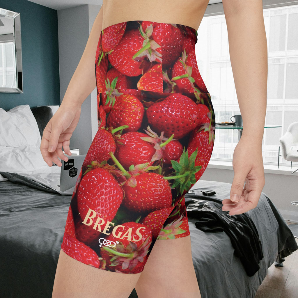 Workout Shorts, Strawberries, Bisexual. Made in the USA.