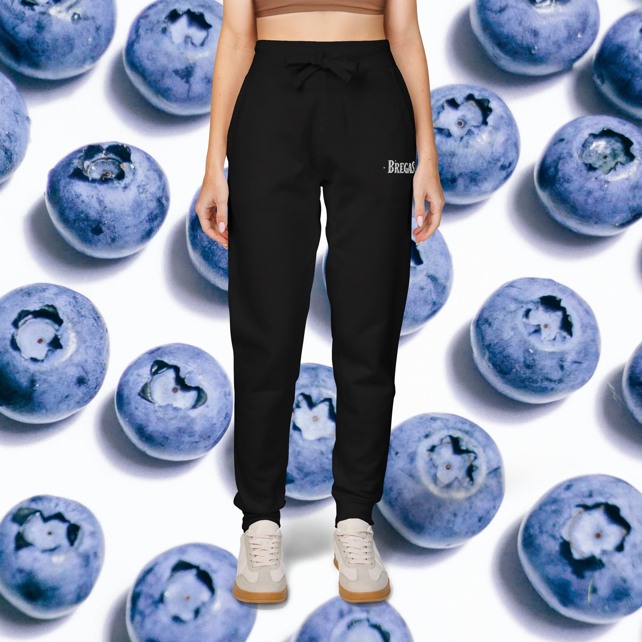 Fleece Sweatpants with silver Embroidered Bregas logo, Sweatpants for Women and Men