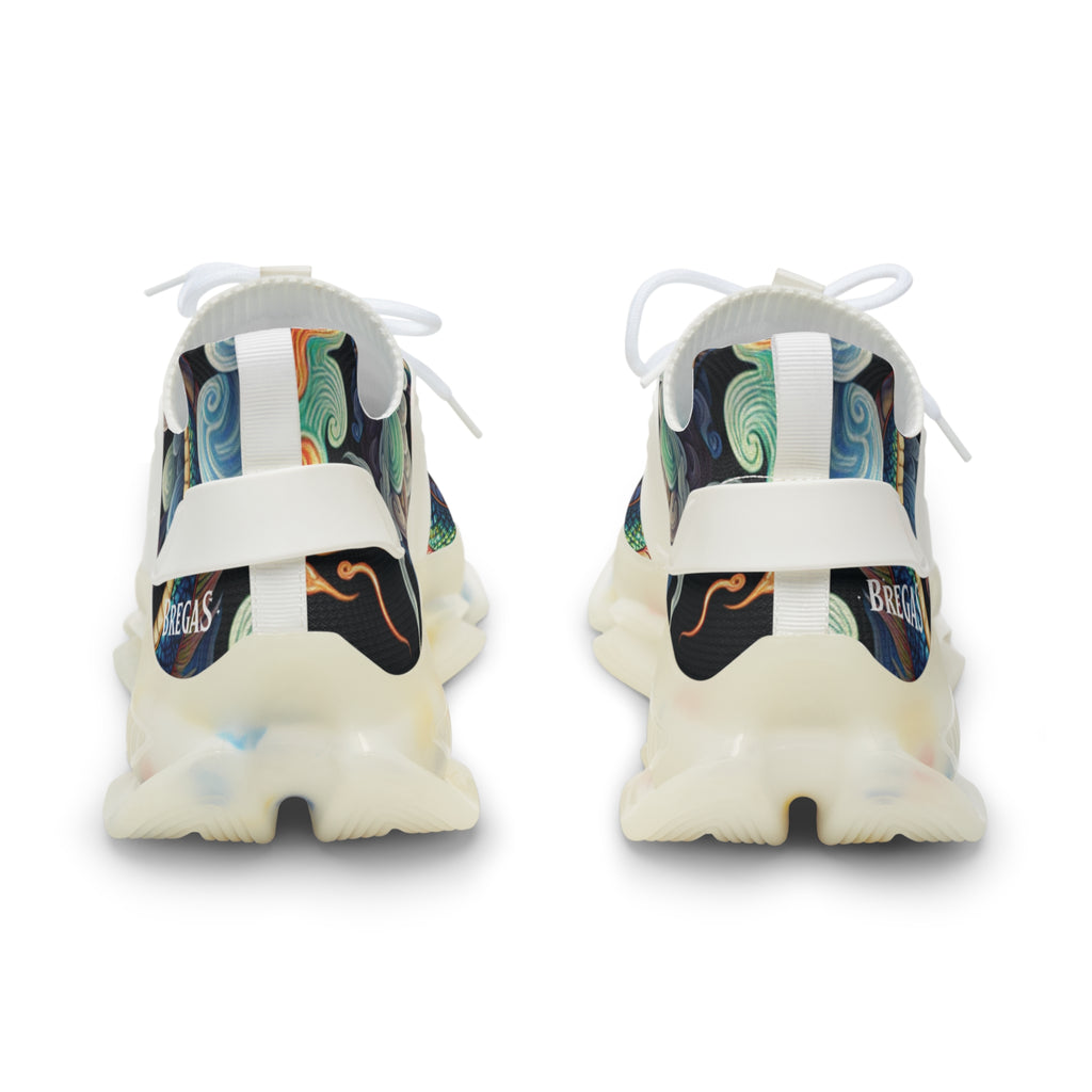 Women's Sneakers, Blue Dragon, with 幸運龍 Lucky Dragon Chinese text