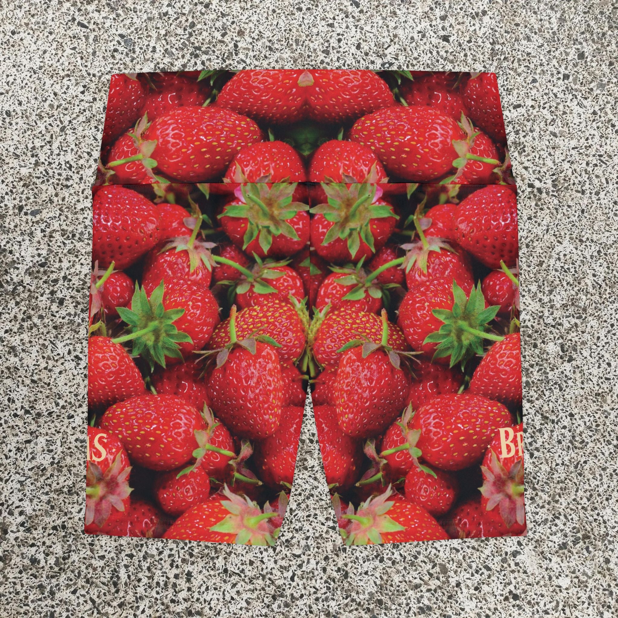 Workout Shorts, Strawberries, W4W. Made in the USA.