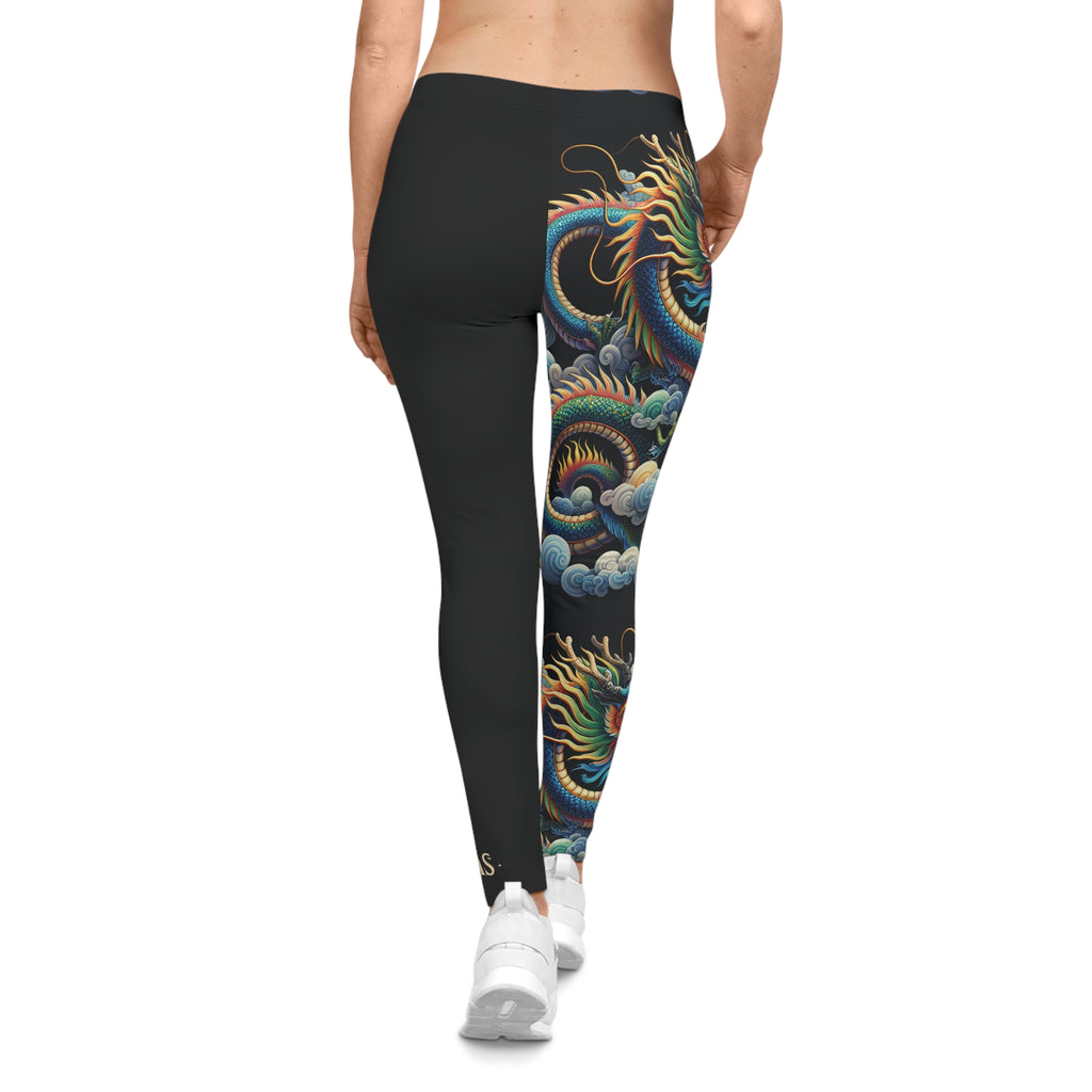 Leggings, Blue Dragon, with 勢不可擋的龍之靈 An Unstoppable Dragon spirit text