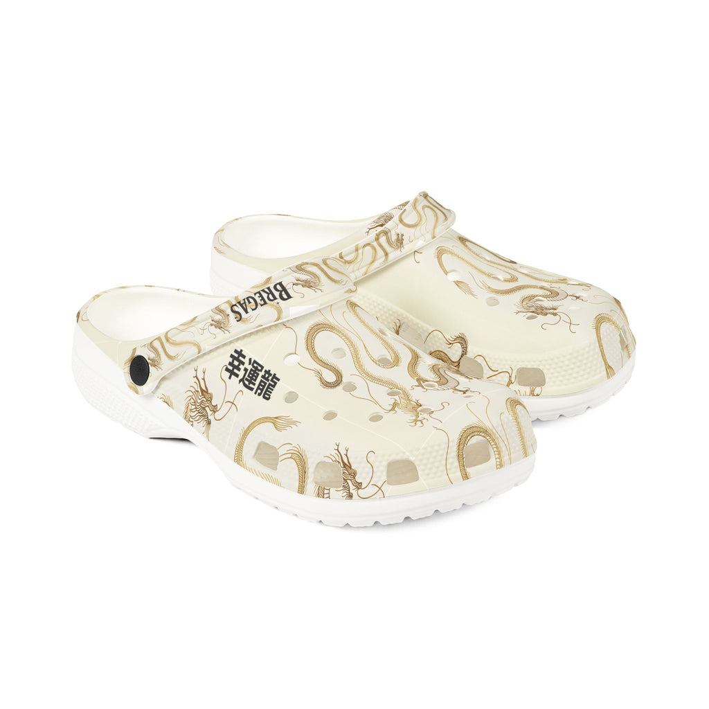 Clogs, Golden Dragon, with 幸運龍 Lucky Dragon traditional Chinese text