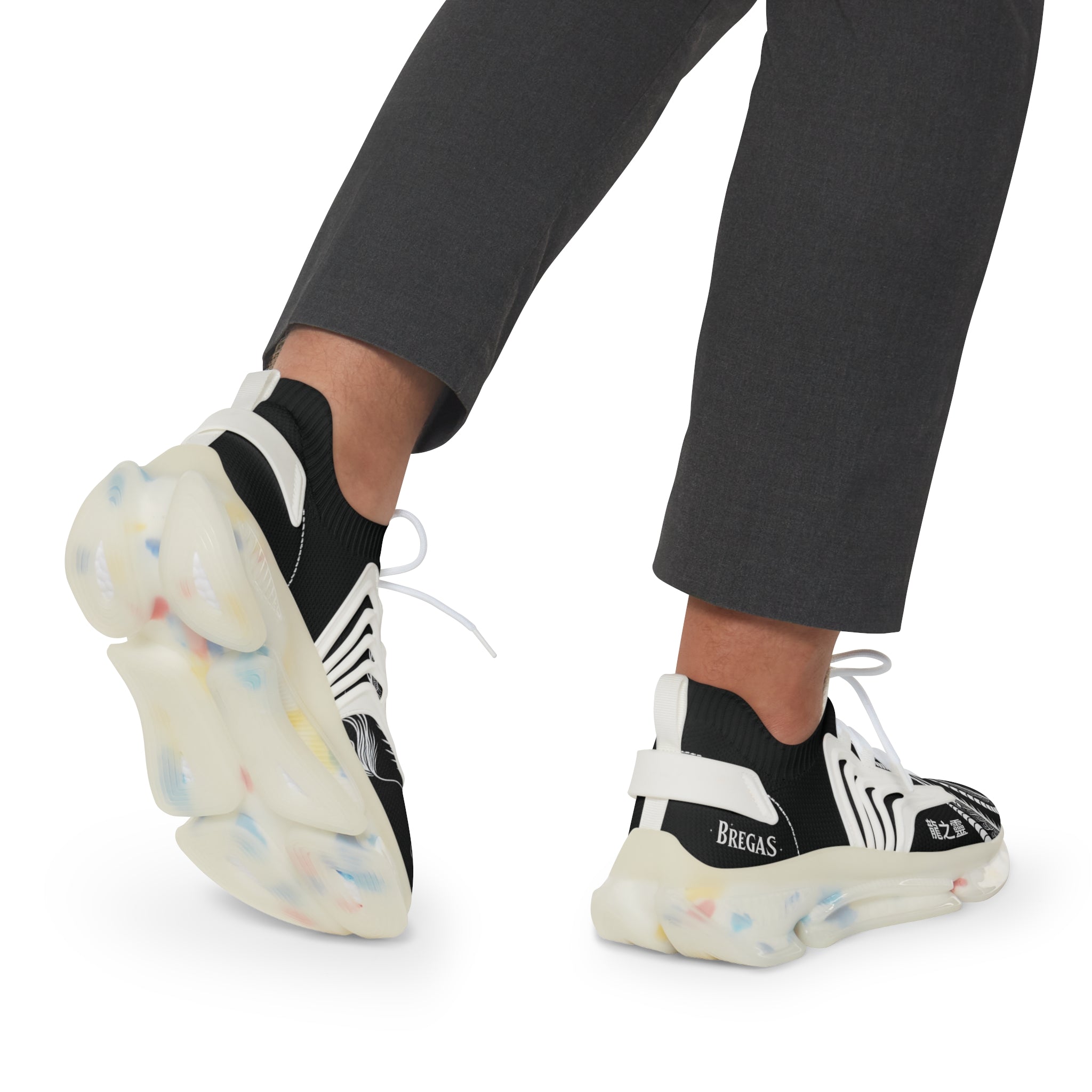 Women's Sneakers, White Dragon, with 龍之靈 Dragon spirit ancient Chinese text