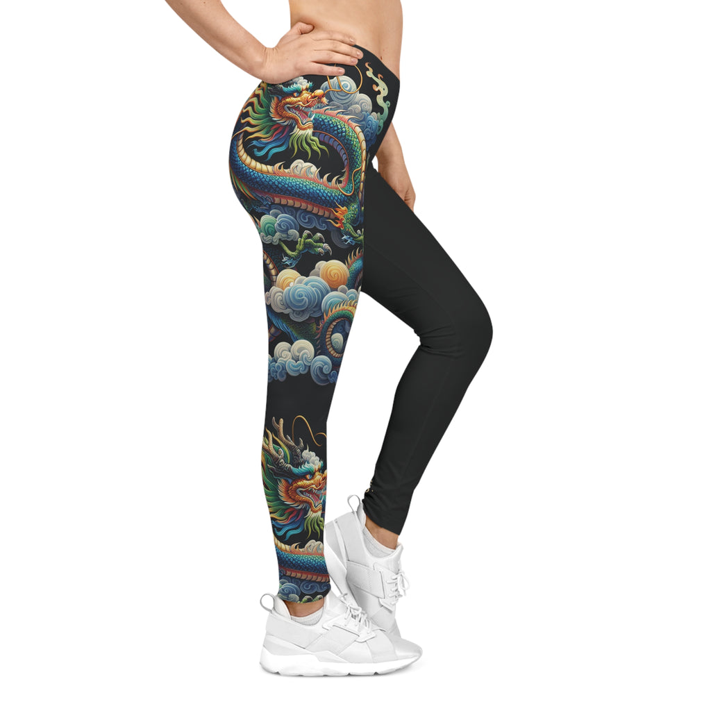 Leggings, Blue Dragon, with 勢不可擋的龍之靈 An Unstoppable Dragon spirit text