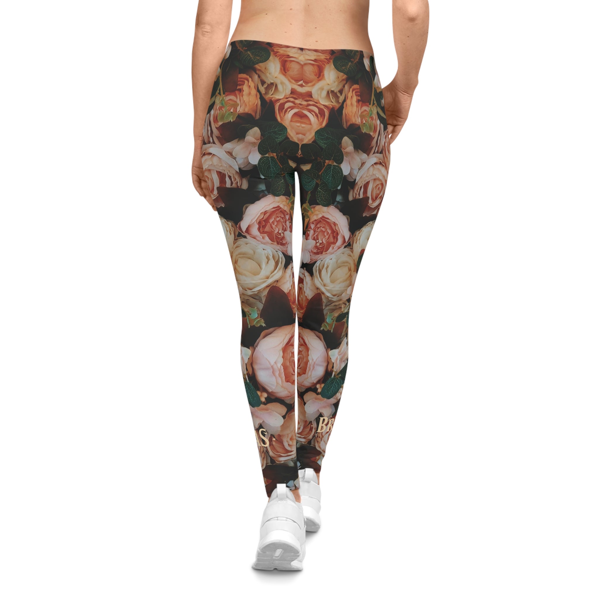 Leggings, Bohemian Garden Roses, Non Dating Cool. Made in the USA.