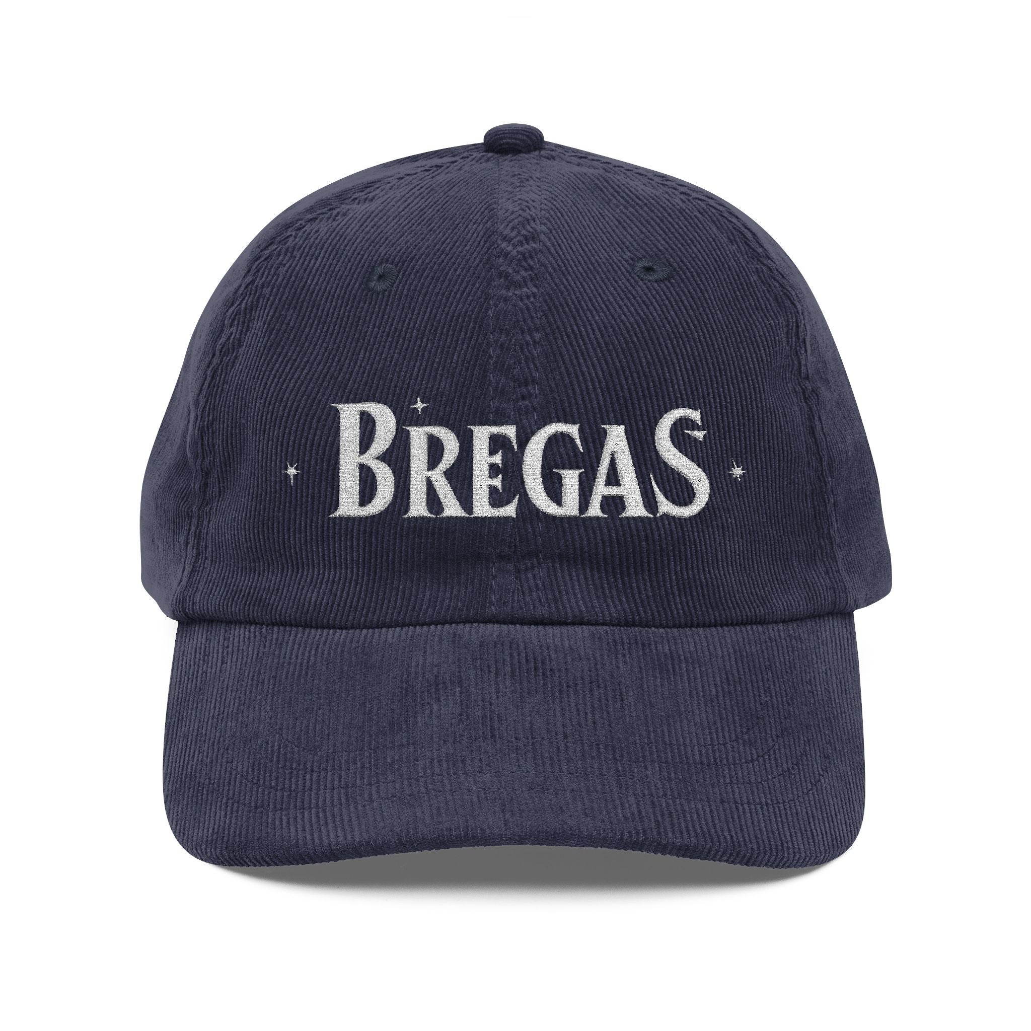 Vintage Corduroy Caps, silver Embroidery, Bregas logo